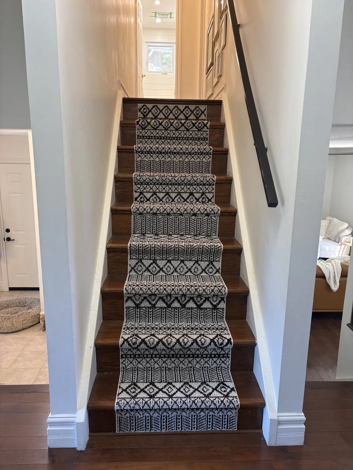 Finished stair runner installation