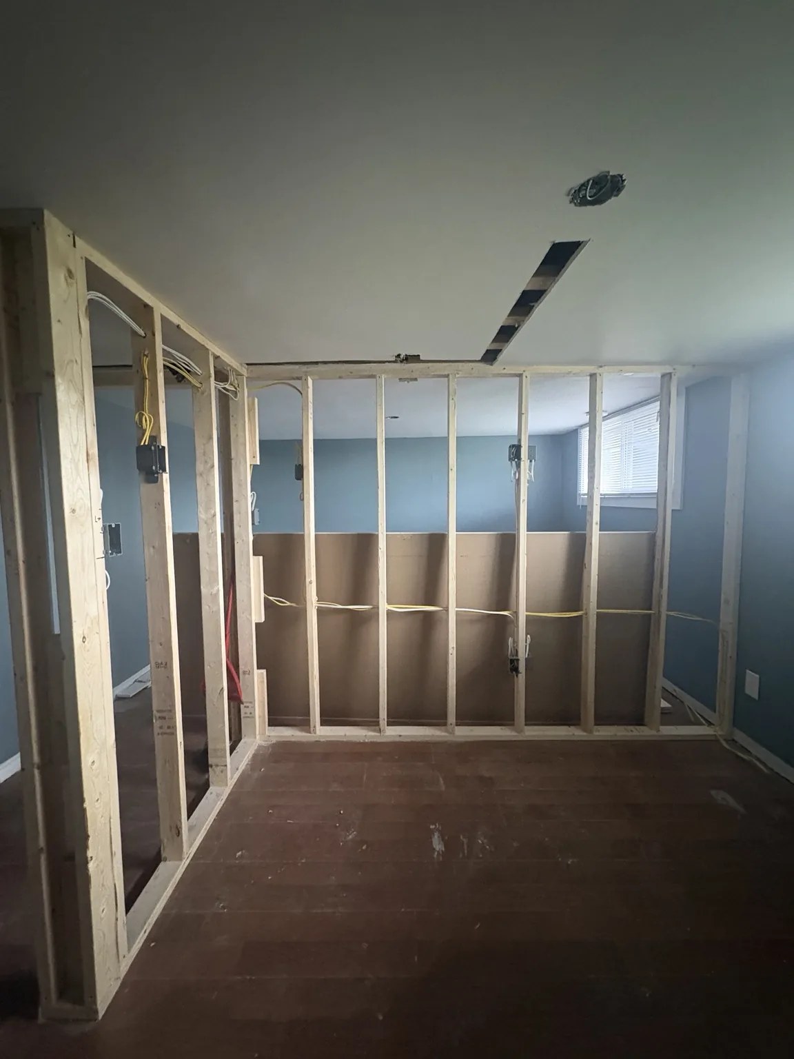 Partition framing during basement renovation